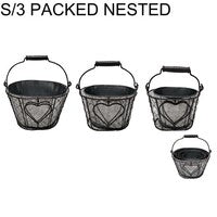 Set of 3 Chicken Wire  Heart Baskets - Conrad's Gourmet Gifts - product image