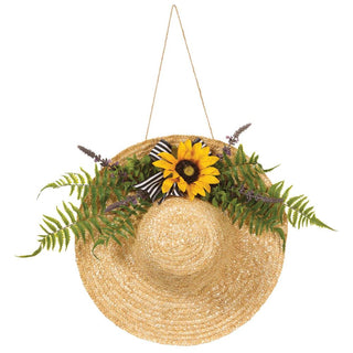 Sunflower, Lavender & Fern Hat Wall Piece 15" - Yellow/Green - Conrad's Gourmet Gifts - product image