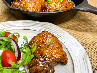 spicy honey garlic chicken thighs recipe image