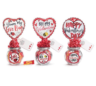 VALENTINE GLASS JAR GIFT W/ BALLOON - Conrad's Gourmet Gifts - product image