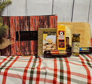 Red Shiplap Charcuterie Kit Gift-Conrads Gourmet Gifts-Meat and Cheese gift