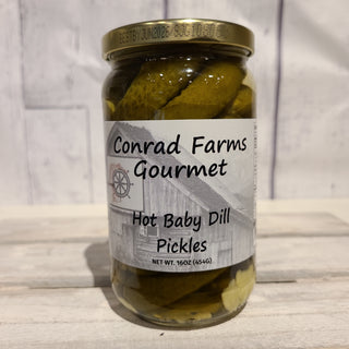 Hot Baby Dill Pickles 16oz - Conrad's Gourmet Gifts - product image