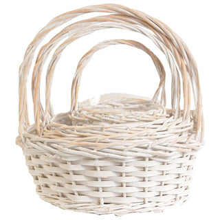 Round Woodchip Basket Whitewash Small - Conrad's Best Gourmet Gifts - product image
