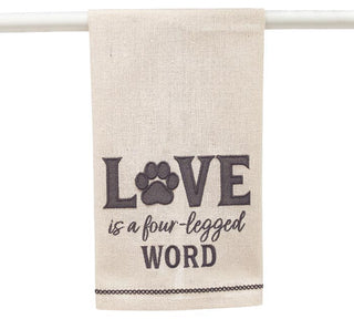 LOVE IS A FOUR LEGGED WORD TEA TOWEL - Conrad's Gourmet Gifts - product image