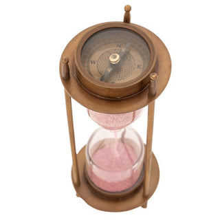 ANTIQUE BRASS HOUR GLASS AND COMPASS - Conrad's Gourmet Gifts - product image