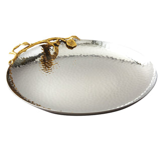 Golden Vine Hammered Round Tray, 10.75 - Conrad's Gourmet Gifts - product image