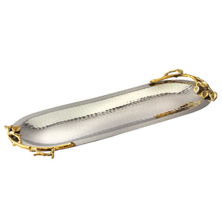 Gold Vine Hammered Nrrw Oval Tray, 15.25 x 5.75 - Conrad's Gourmet Gifts - product image