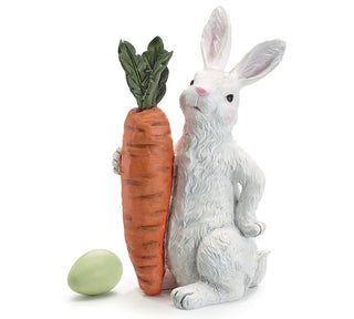 WHITE RABBIT WITH CARROT FIGURINE - Conrad's Gourmet Gifts - product image