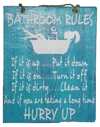 BATHROOM RULES FUNNY SIGN Sign - Conrad's Gourmet Gifts - product image