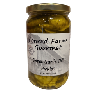 Sweet Garlic Dill Pickles 16oz - Conrad's Gourmet Gifts - product image