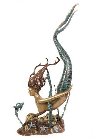 47" Metal Swimming Mermaid Sculpture - Conrad's Gourmet Gifts - product image