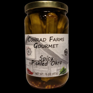 Hot Pickled Okra 16 oz Jar - Conrad's Best Gourmet Gifts - product image