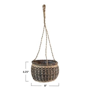 Hand-Woven Hanging Basket Planter with Lining - Conrad's Gourmet Gifts - product image