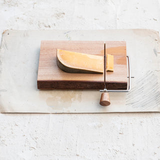 Mahogany Wood & Stainless Steel Cheese Slicer w/ Bark Edge - Conrad's Gourmet Gifts - product image