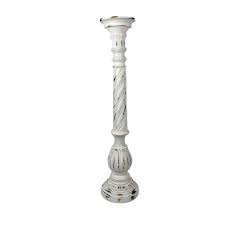 35" Tall White Distressed Candle Stick - Conrad's Gourmet Gifts - product image
