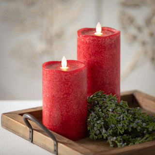 CHILI RED MOTTLED LED PILLAR 8 inch - Conrad's Gourmet Gifts - product image
